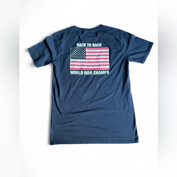 Men’s Black Pocket Tee with White Graphic American USA - Picture 1 of 3